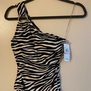 Michael Kors Zebra-Print One-Shoulder